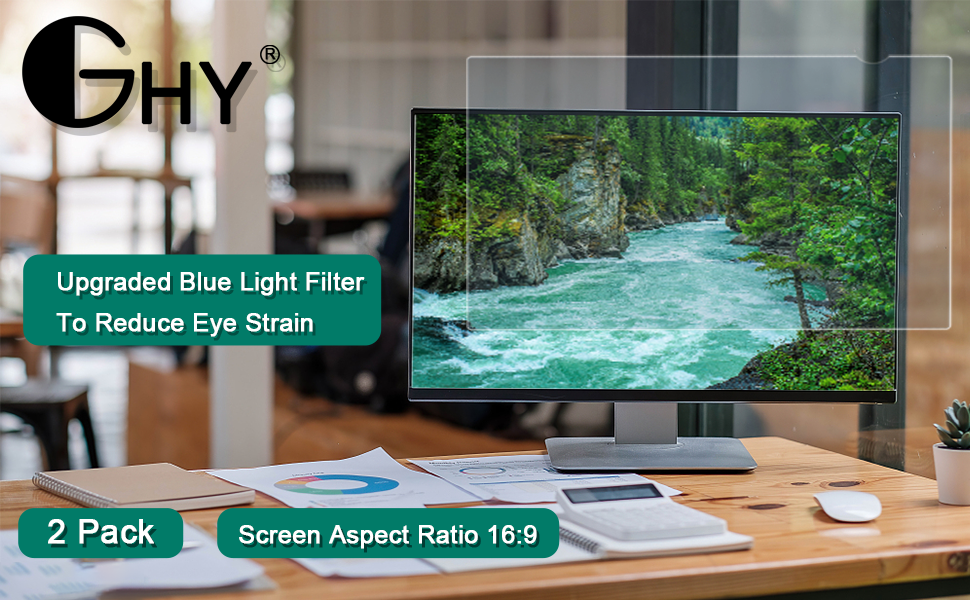 GHY 2 Pack Anti Blue Light Screen Protector for 24 Inch Monitor