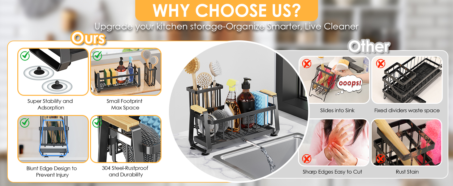 kitchen caddy sink organizer sponge holder for kitchen sink