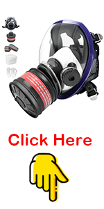 Reusable Full Face Respirator Mask with 40mm Activated Carbon Filter Canister and 6001CN Filter