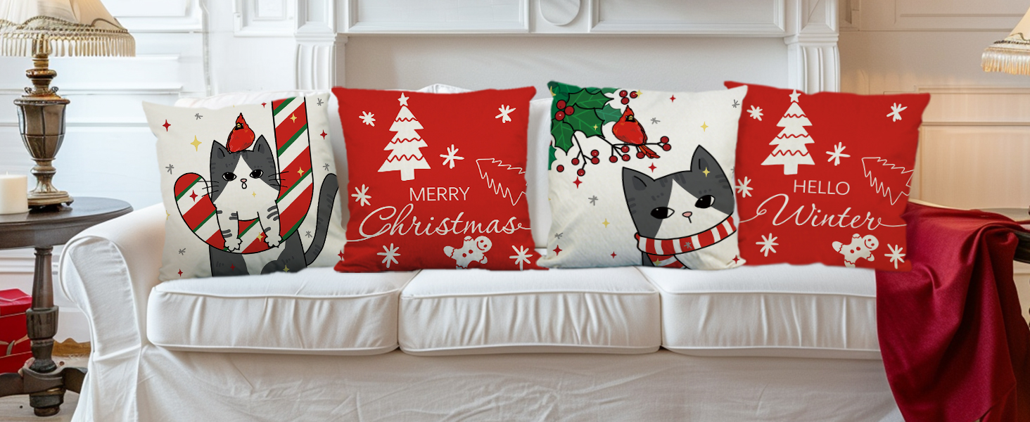 QIONG MENG Christmas Pillow Covers 18x18 Inch Nutcracker