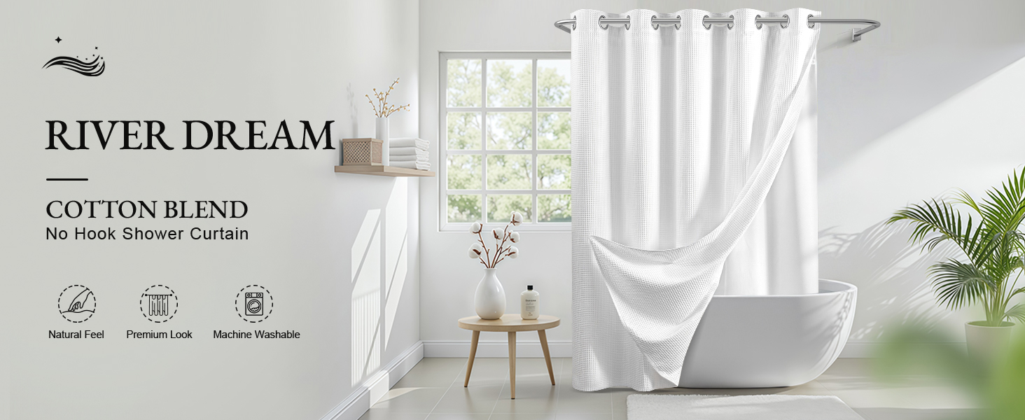 white shower curtain set