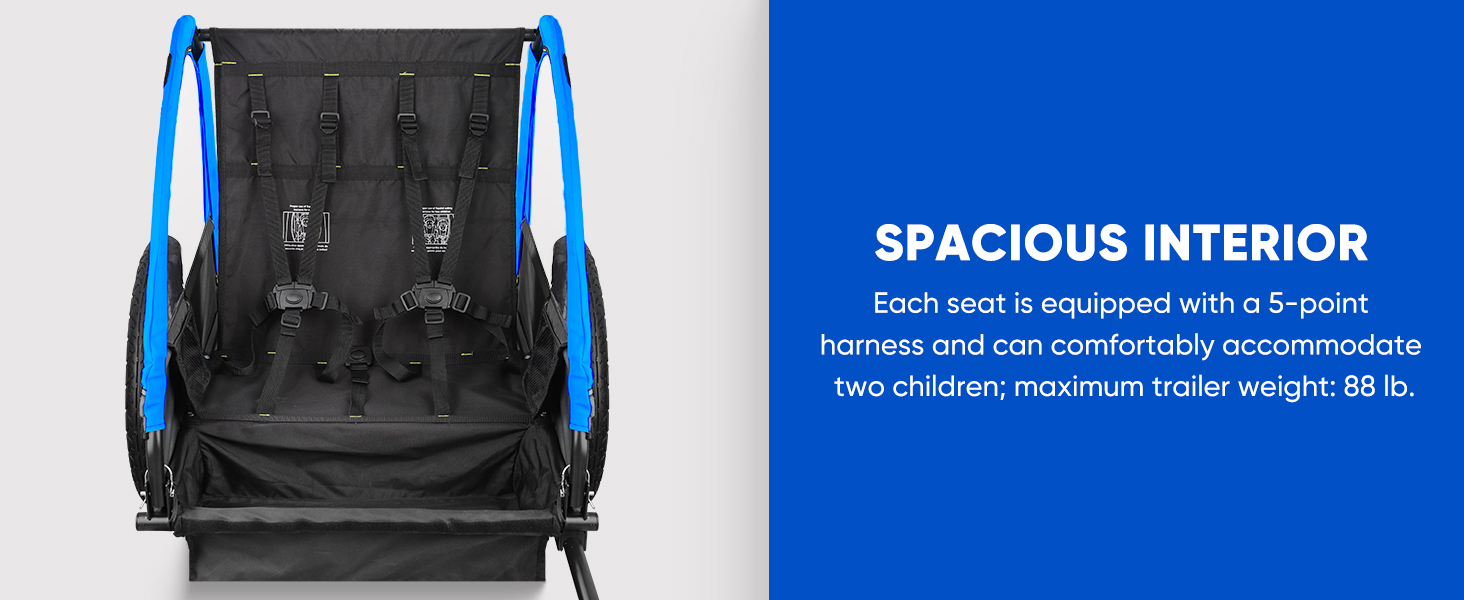 Sepnine Kids Bike Trailer, Suitable for 1 to 2 Kids, 12