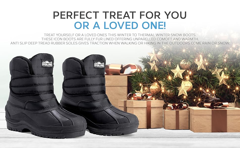 Polar Mens Nylon Snow Hiking Thermal Outdoor Single Strap Stable Mucker Boots 30 mens snow boots