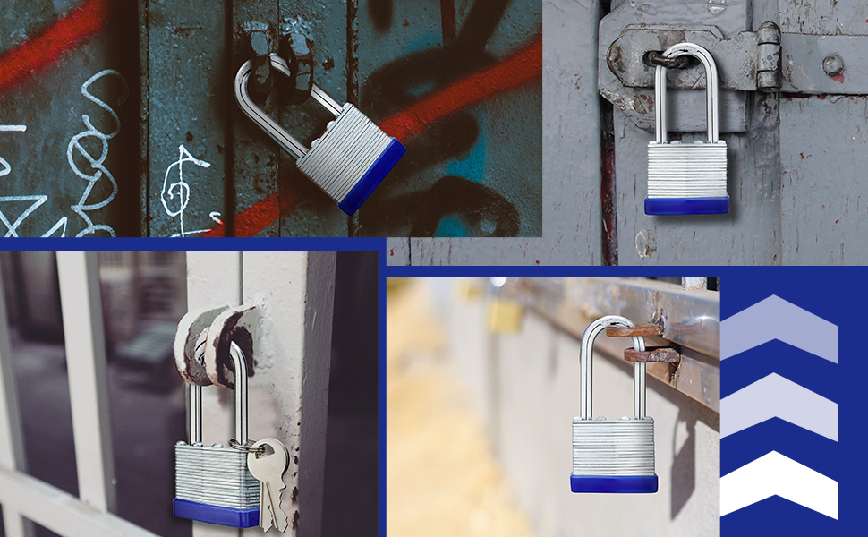 AOSRUM Lock Outdoor Padlocks, Laminated keyed Padlock, 19/16 in Wide