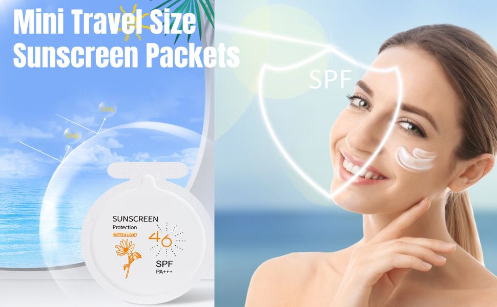 ANKROYU Sunscreen Packets, SPF 46 Mini Sunscreen Bulk Travel Size