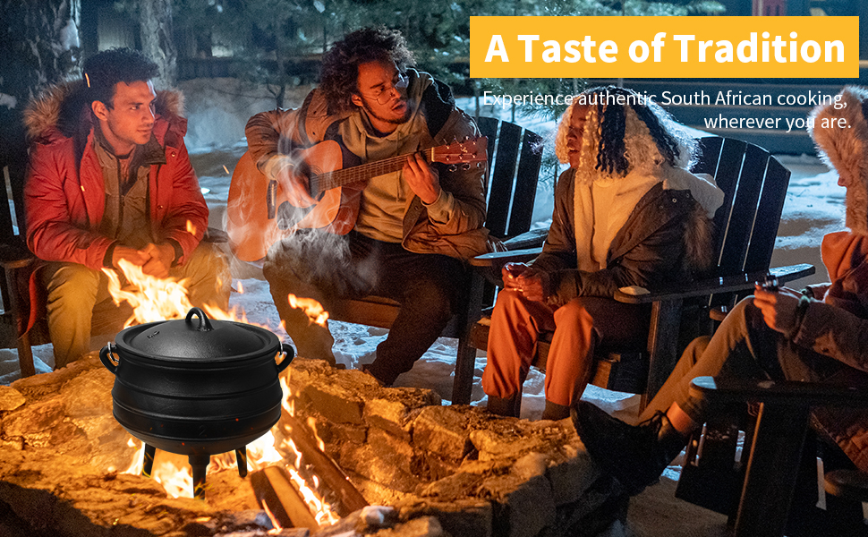 Potji sul-africano, caldeirão de ferro fundido, forno holandês de 6 qt, panela de ferro fundido pré-temperado, panela de 3 pernas