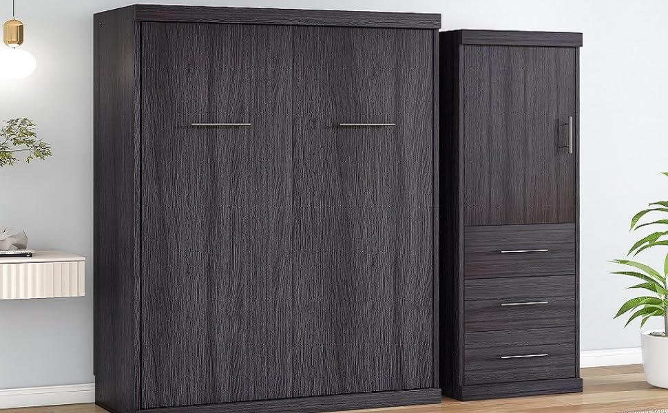 Modern Murphy Bed, Twin Size Murphy Bed with 3 Storage
