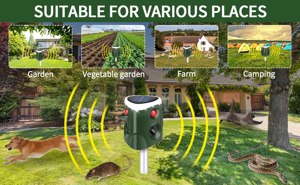 solar animal repeller ultrasonic pest cat repellent outdoor spray squirrel deterrent devices