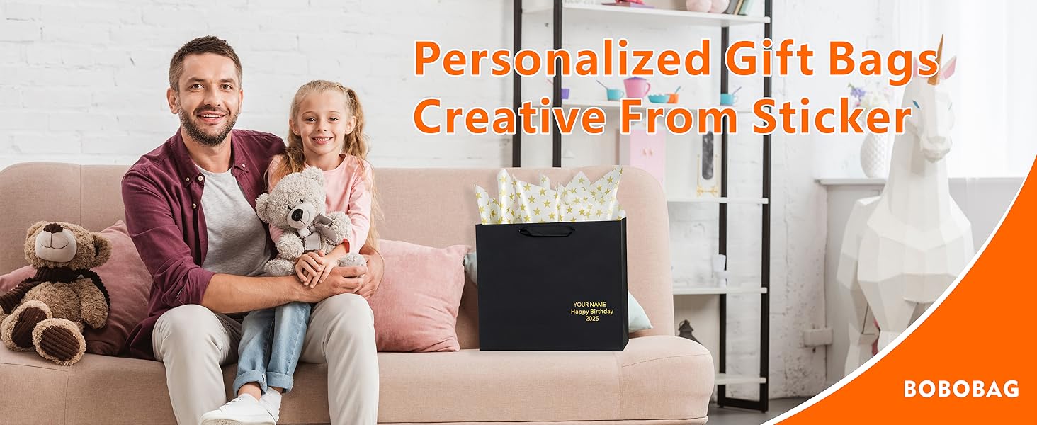 Bobobag 12.5" Black Gift Bag with Gift Box and Letter