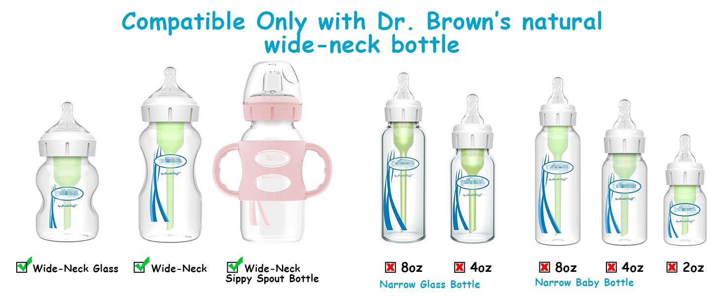 Sippy Straw Cup Conversion Kit for Dr Browns Wide-Neck Baby Bottles