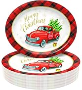 Tbsone 50-Count Christmas Disposable Paper Plates: Large Oval Heavy-Duty Dinnerware Set for Party...