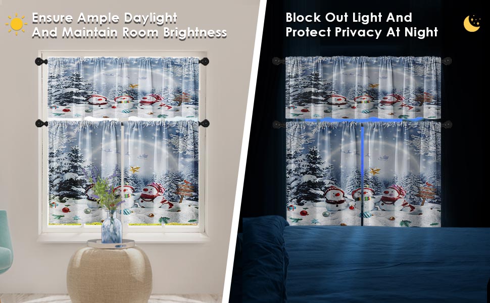 Tayney Christmas Kitchen Curtains Winter Window Curtains