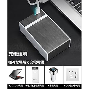 Amazon.co.jp: ENWAN ライター付きタバコケース 20本収納 電熱式