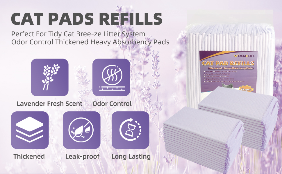IMMCUTE Multi Cat Pads 16.9" X 11.4", Lavender Scent, 30 Ct