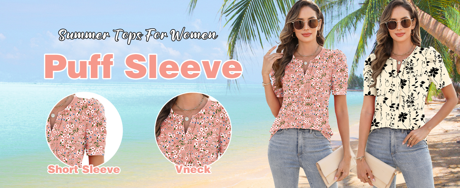 Flowy Tops for Women V Neck T Shirts Short Sleeve Blouses Business Casual