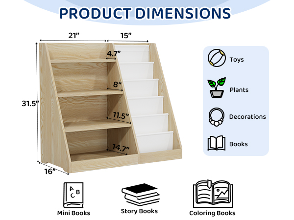 置物 BABIES Amazon.com: KIDINIX 5-Tier Kids Bookshelf with Storage