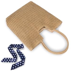 Straw Beach Bags for Women - Summer Soft Large Woven Shoulder Purse Handbag for Women for Holiday