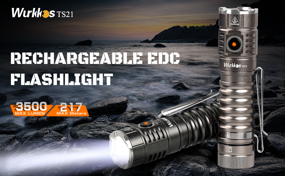 Wurkkos TS21 3500LM EDC Flashlight,Super Bright LED Flashlight 3pcs ...