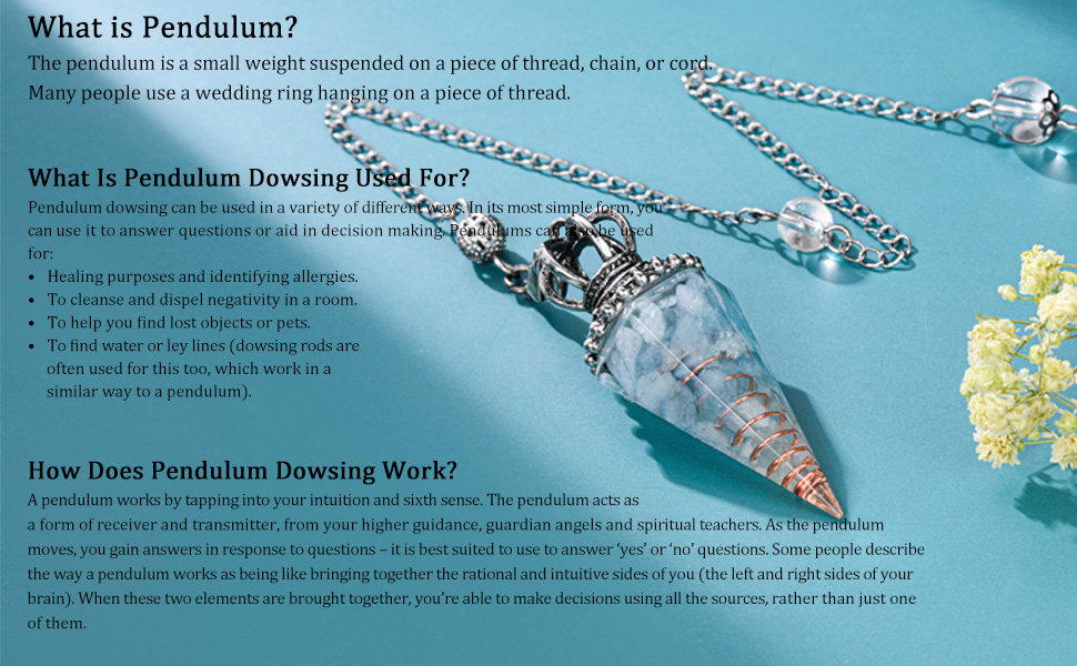 Jovivi Natural Aquamarine Crystal Pendulums for Divination