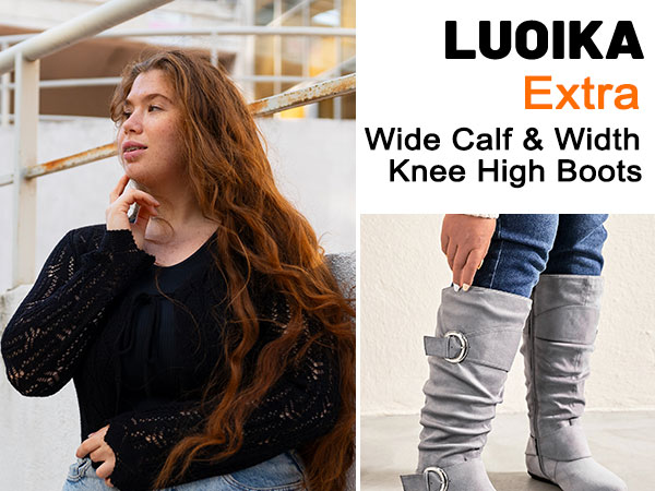 Amazon.com | Luoika Women's Extra Wide Calf Knee High
