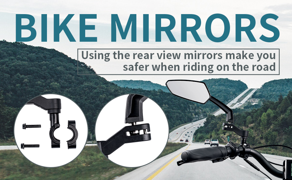 Addmotor Bike Mirror, 1 Pair Bicycle Mirror Handlebar Mount