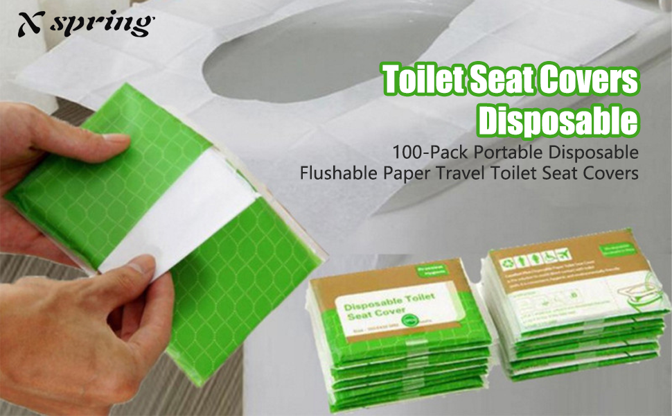 Xspring Toilet Seat Covers Disposable, 100 Pack Portable Disposable