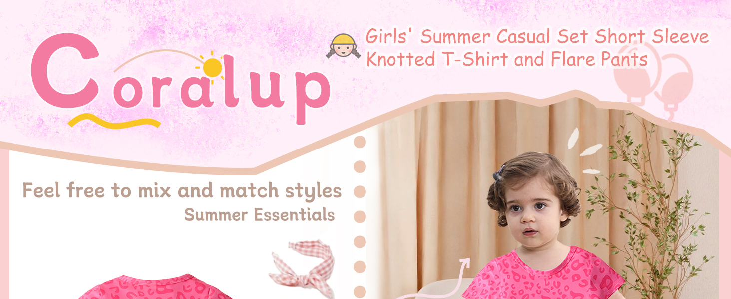 Girls Short Sleeve Flare Pants Set