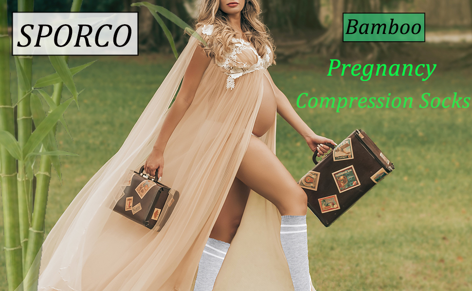 SPORCLO Women's Compression Socks 1520 mmHg Maternity Bamboo Knee High Support Socks for