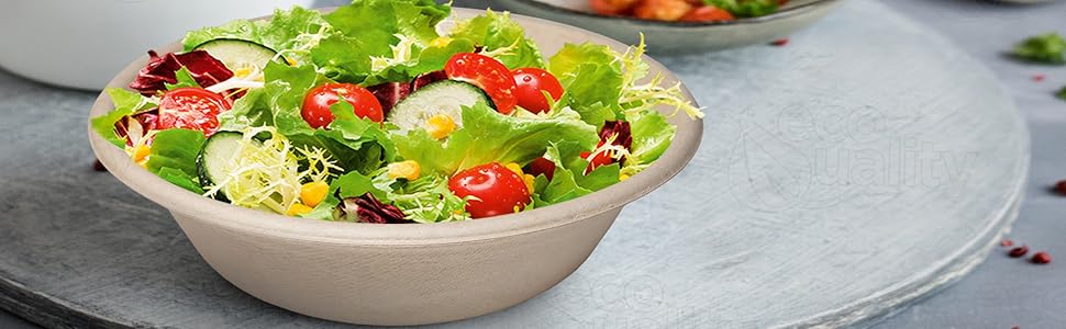 compost safe pulp fiber bio-degradable disposable salad soup cereal bowls paper restaurant supply