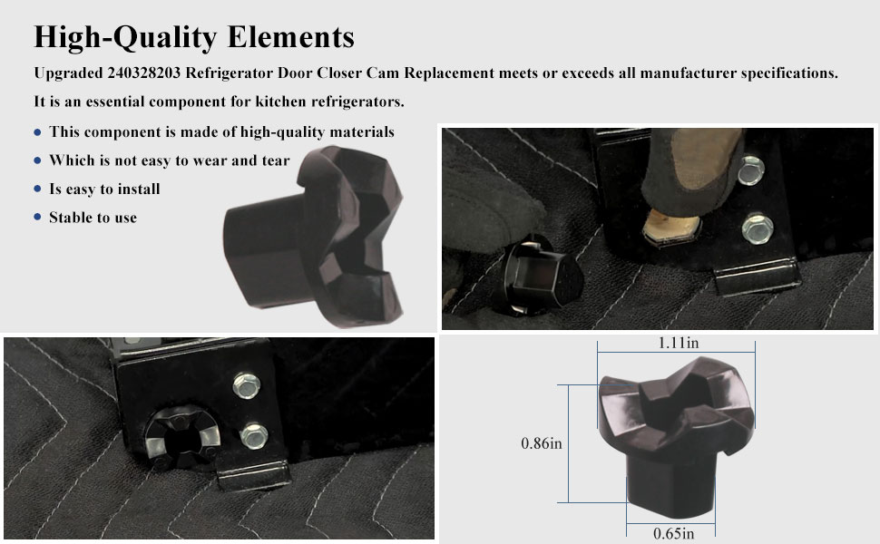 2 Pcs 240328203 Refrigerator Door Hinge Bushing Bearing Closing Cam, Replacement for Frigidaire Electrolux Refrigerator Parts, Fit for The Bottom Door, Replaces Part # AP3757897,1056737, PS976452 8 A1.2HSJL01.L详情4