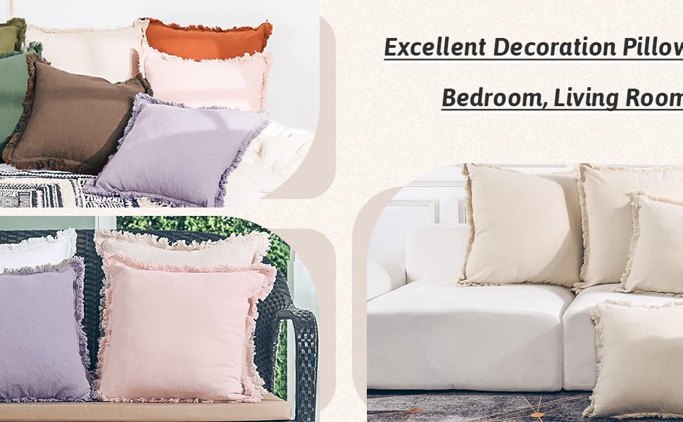 zhobeor White Decorative Ruffle Euro Pillow Shams Cotton