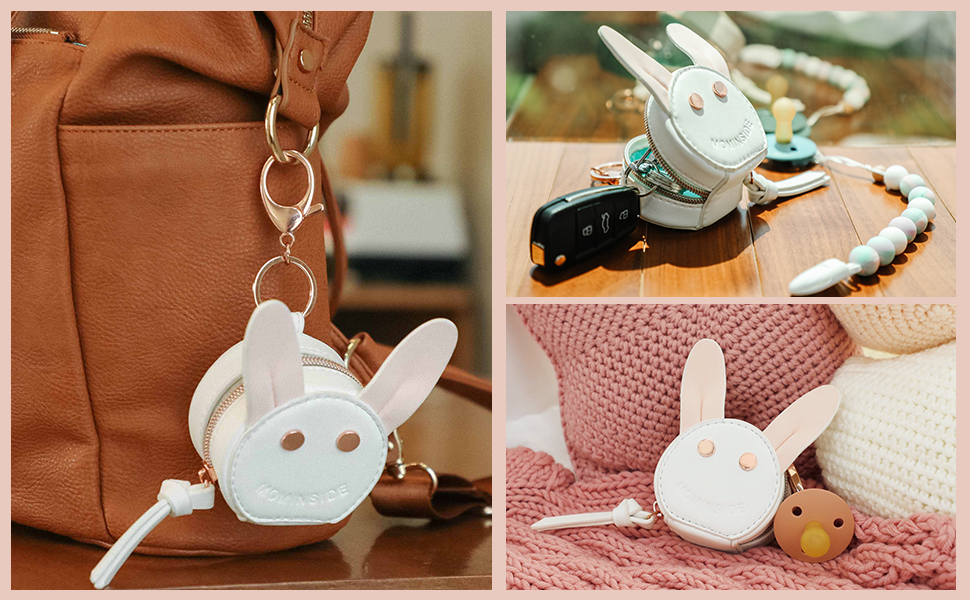 Pacifier Case Holder with Clip by MOMINSIDE Clasp to Easily Attach to Strollers Diaper Bags or Purse