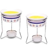 Nantucket Seafood 55891 Nautical Butter Warmers, Set of 2, White