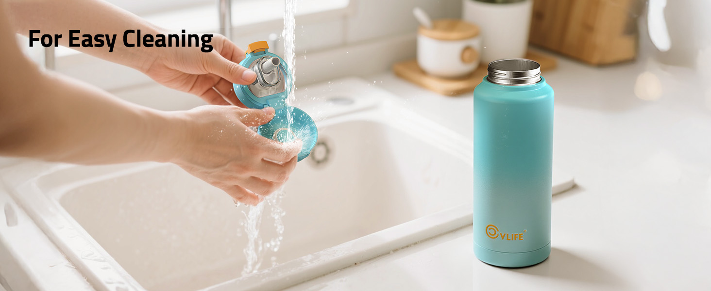 For easy cleaning - CVLIFE Insulated Stainless Steel Water Bottle with Straw