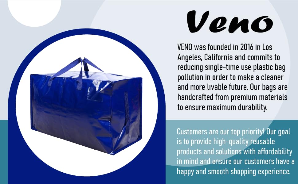 VENO 10 Pack HeavyDuty Oversize Large Storage Bag Organizer with Zips