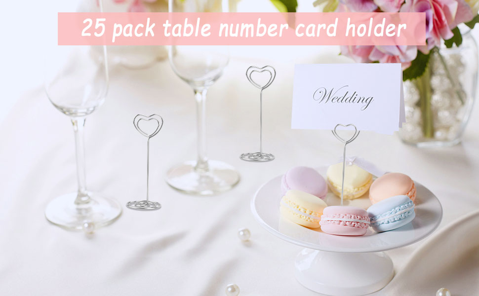 Table Number Card Holders, 25 Pack Heart Shape Table Photo