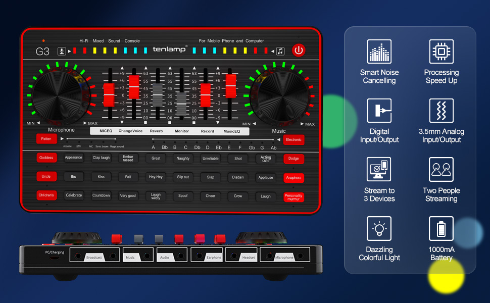 tenlamp Audio Mixer Kit, G3 Live Sound Card & Studio Recording