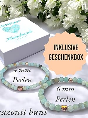 Steinfixx Armband HandmadeAmazonit Gleichgewicht Perlen Gold rose 333 Herz Geschenk