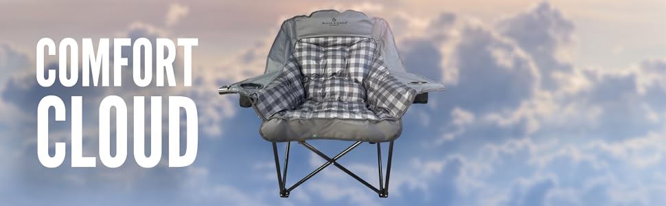 Comfort Cloud chair floating in clouds.