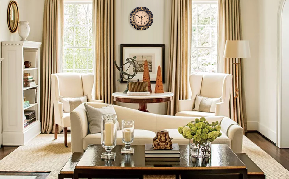 Vintage Wall Clocks for Living Room Decor, 12 in Small Kitchen Wall Clock Battery Operated, Silent Rustic Retro Mid-Century Decorative Wall Clock for Office/Bathroom/Bedroom, Black Golden 13 12 in small wall clock