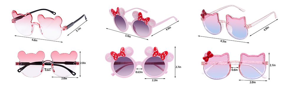 Cute Kids Sunglasses Multiple Shaped Glasse for Toddler Girls Outdoor Beach Eyewear UV Protection 