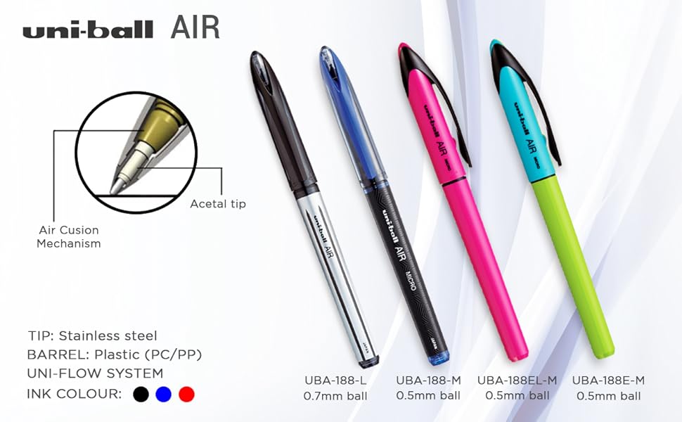 uniBall Air UBA188M Roller Ball Pen (Blue Ink, Pack of 2) Amazon.in Office Products