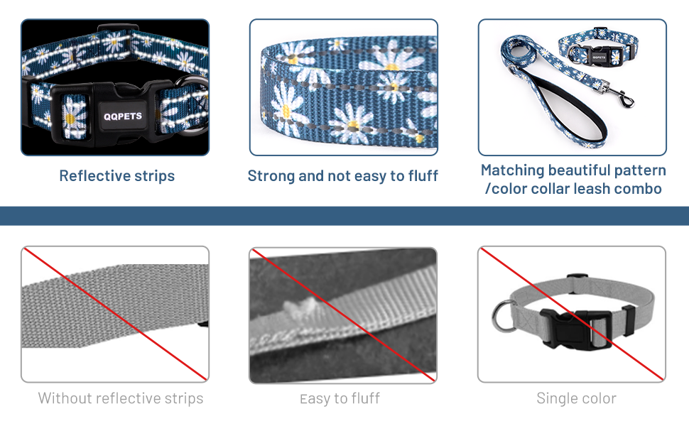 Reflective Dog Collar Leash Combo Puppy Small Medium