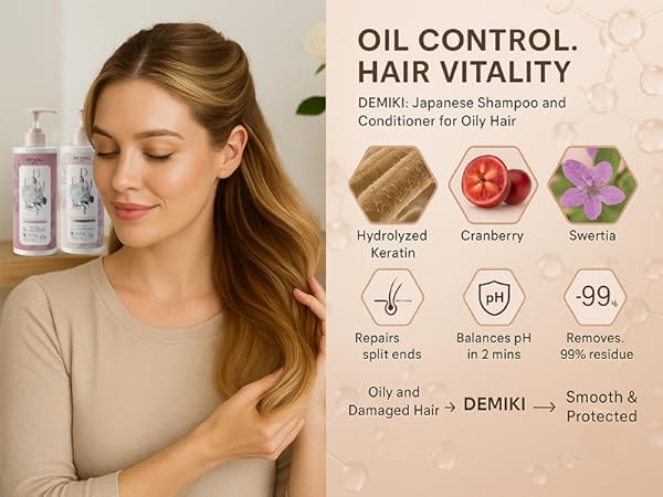 DEMIKI Japanese Shampoo and Conditioner Set Sulfate Free Shampoo for Oily Hair shampoo for women