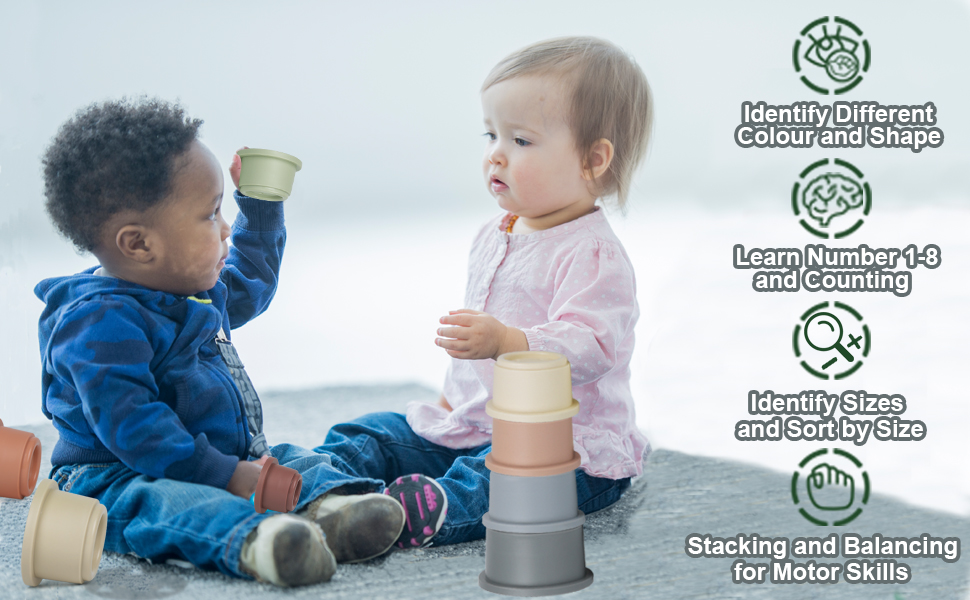 Stacking Cups Baby Bath Toy, Toddler Nest Cup Set Toy for Boys and