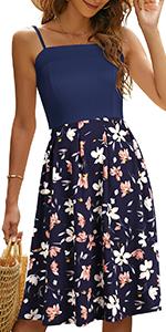 floral print dress for women sundress aline spaghetti strap dress casual dress for summer wedding