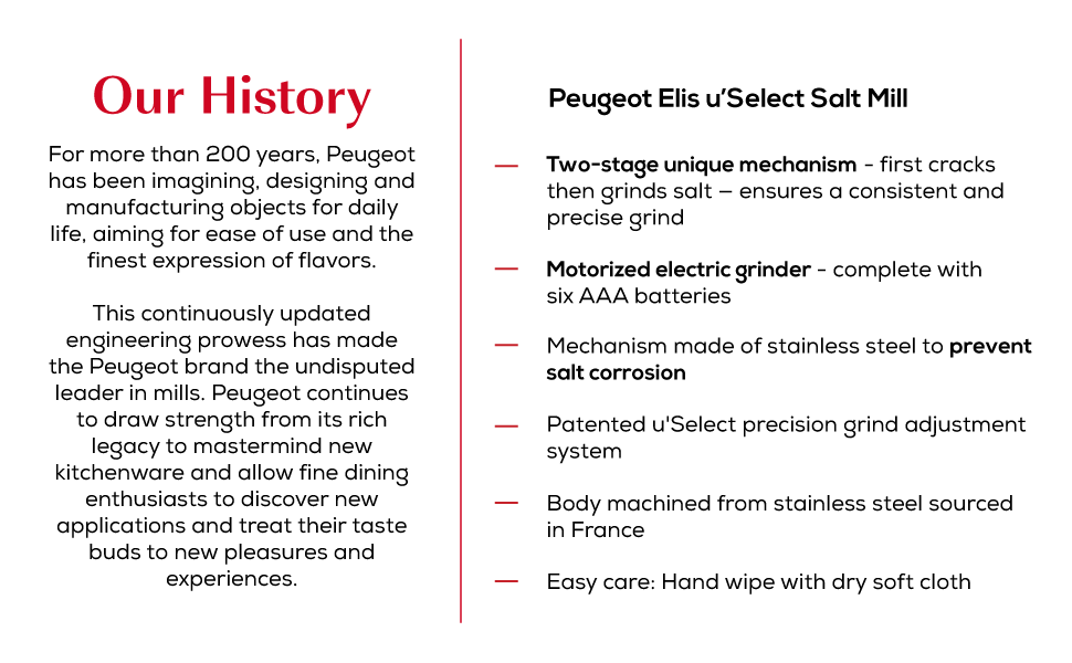 Peugeot Elis Sense USelect Salt Mill 8inch,Silver Electric Salt And Pepper Mills