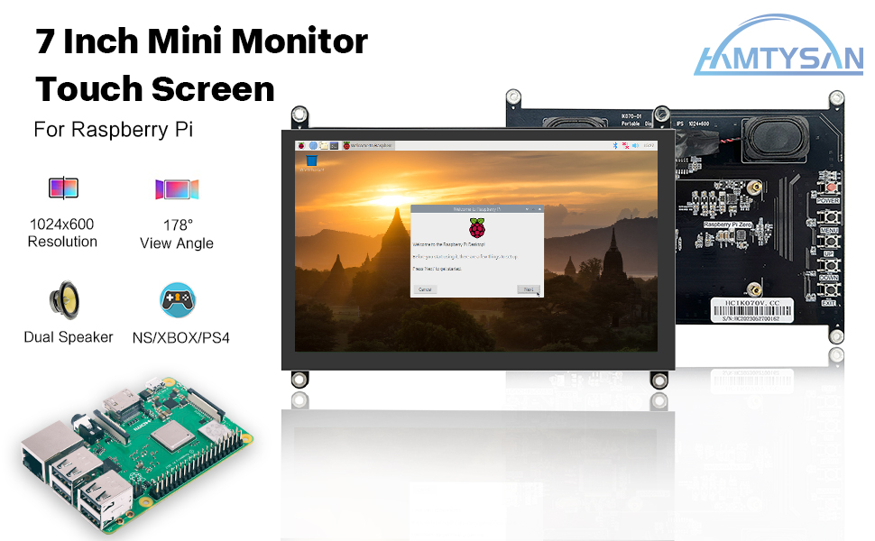 Amazon.com: HAMTYSAN Monitor de pantalla táctil Raspberry Pi de 7 ...
