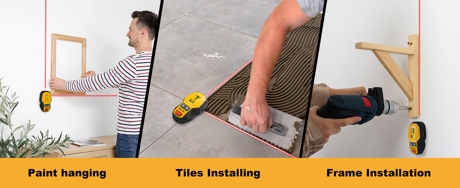 Rechargeable Magnetic Stud Finder with Cross-Line Laser Level