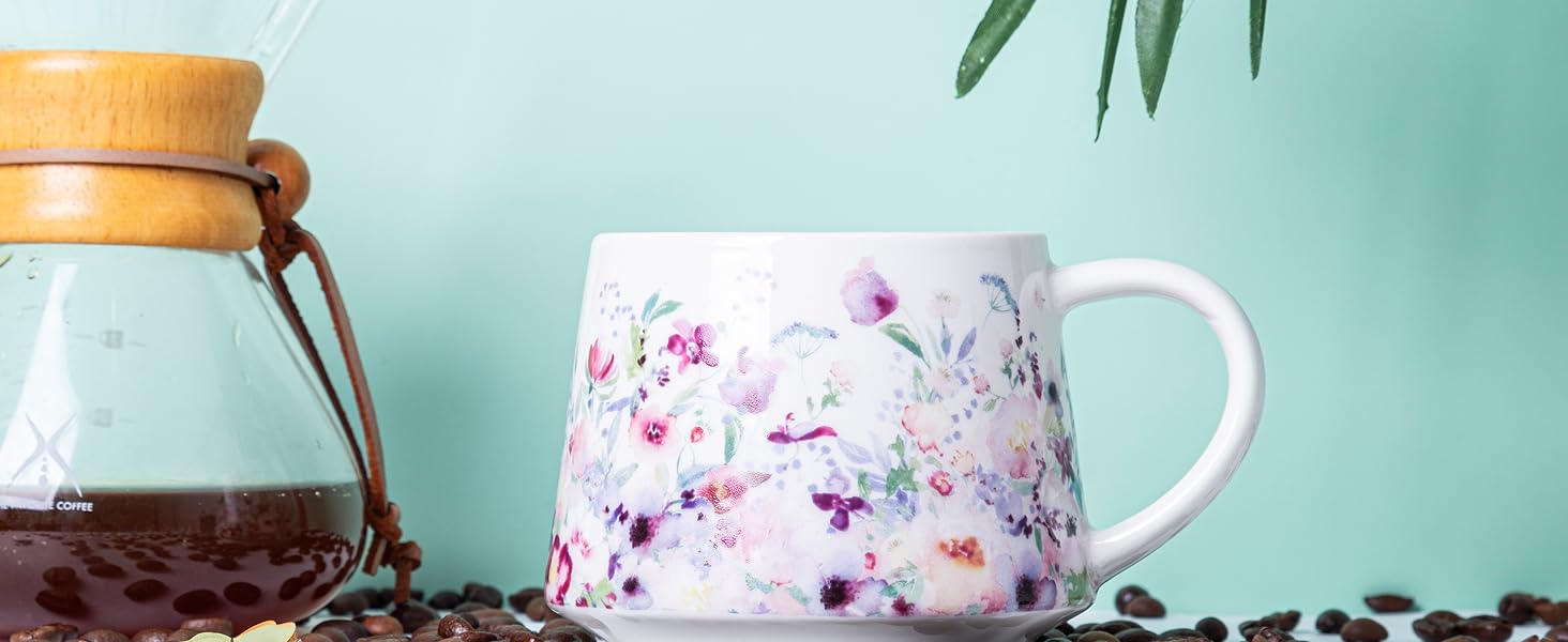 Voltogar Ceramic Mug Coffee Cup with Handle, Pink